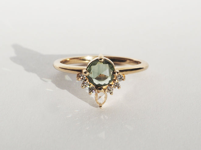 Green Rosecut Sapphire Evangeline *READY TO SHIP*