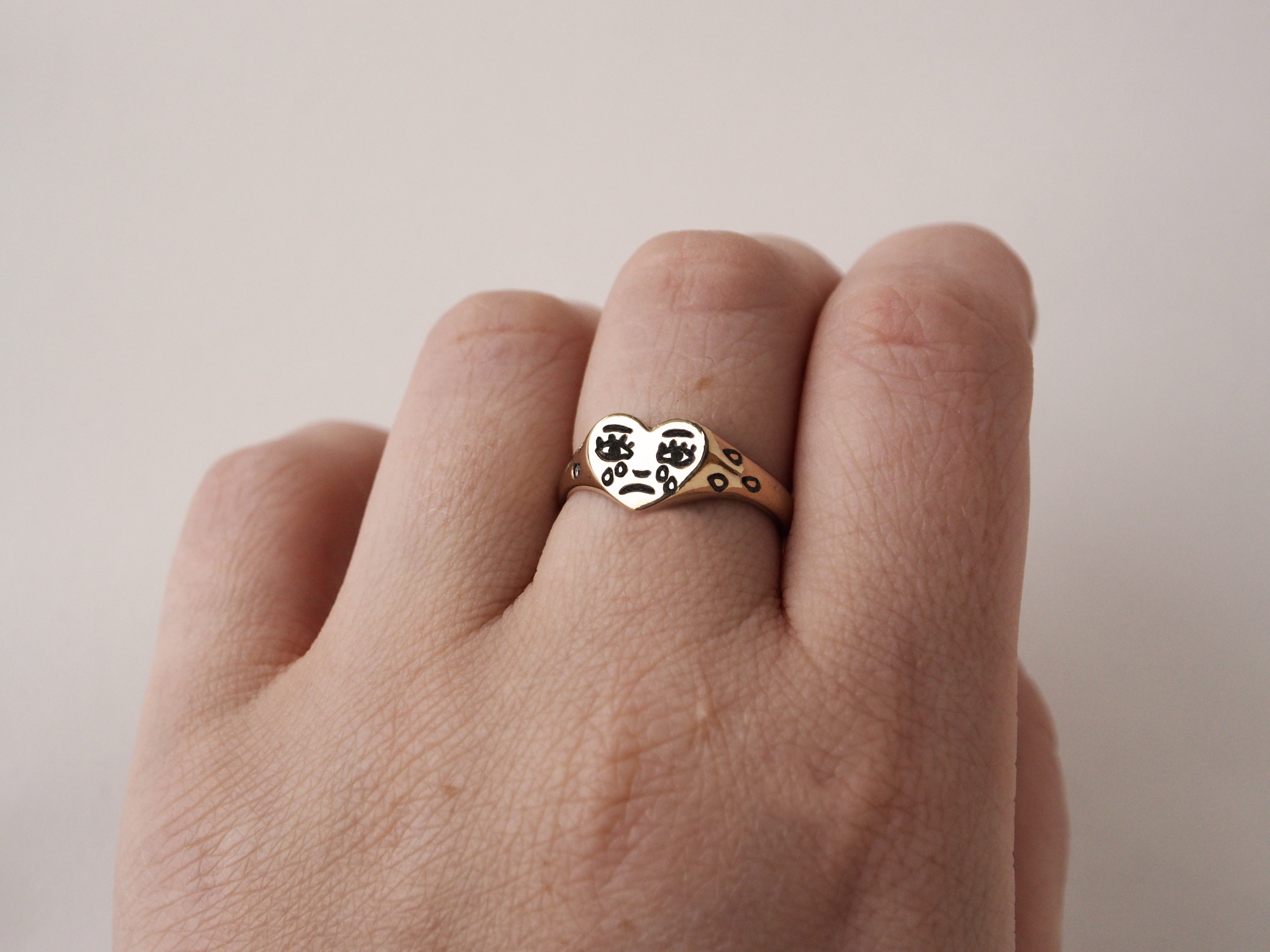 Heart Tattoo Crying Heart Ring Sterling Silver Silver Mini Grimm